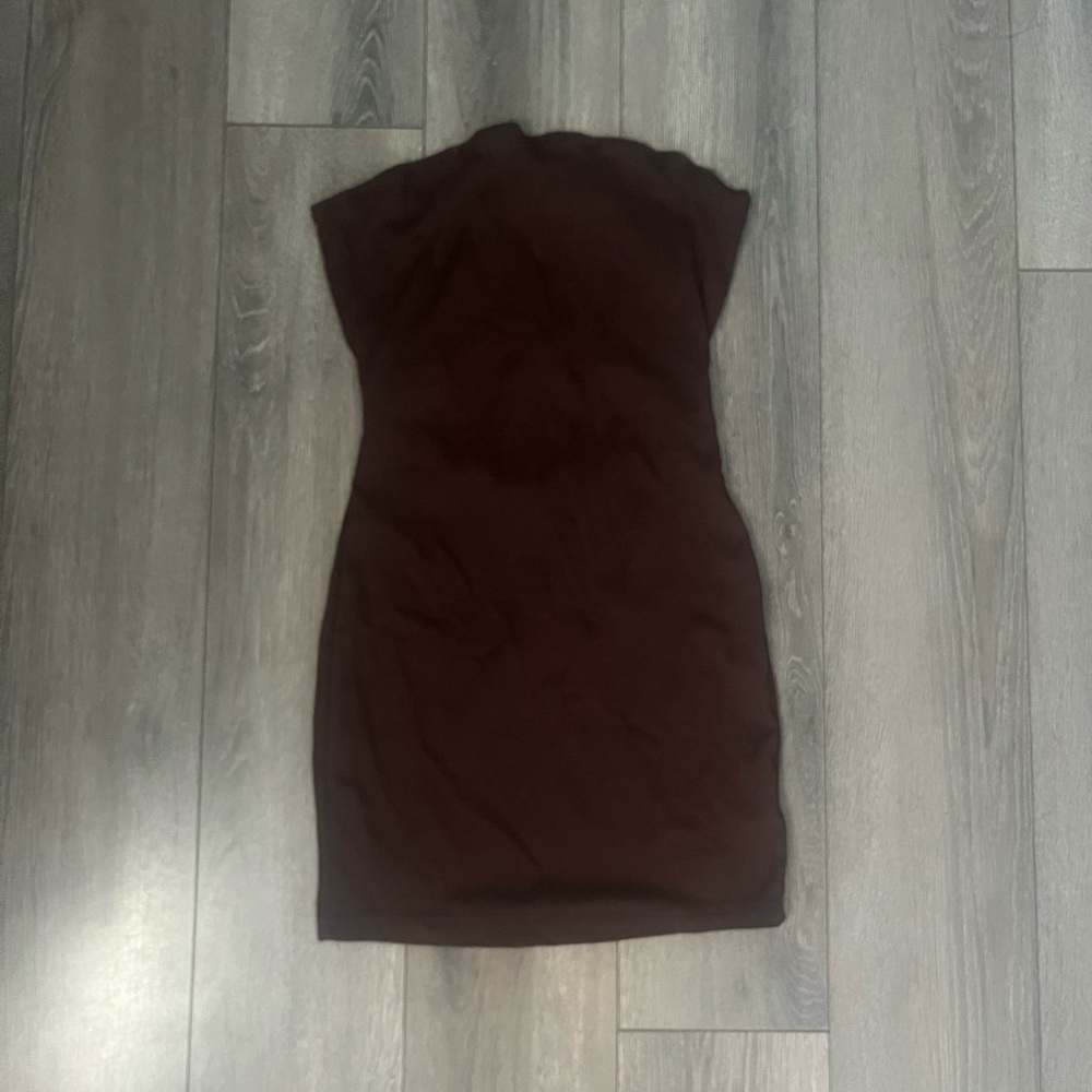 Short Strapless Brown Dress